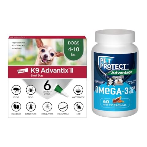 Bundle of K9 Advantix II Small Dog| Dogs 4-10 lbs. | 6-Mo Supply + Pet Protect Omega 3 Supplement for Small Dogs & Cats | 60 Capsules Cover