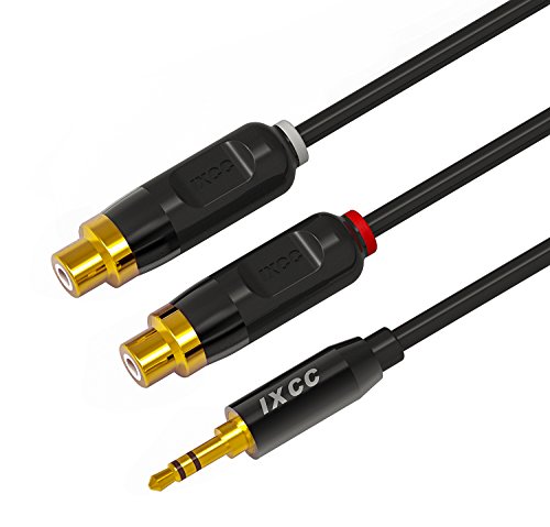 iXCC Premium Gold-Plated 3.5mm Male to 2 RCA Female Stereo Audio Y Adapter Extension Cable (1ft)