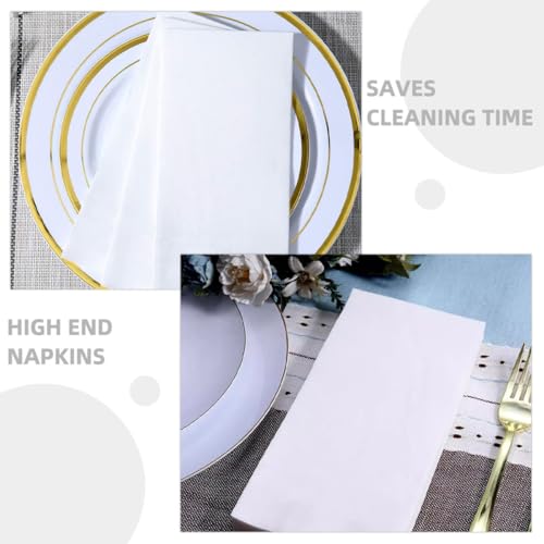 Servilletas de cena para bodas y eventos elegantes pack de 100 unidades blancas de 40x30 cm SHOWERORO 3