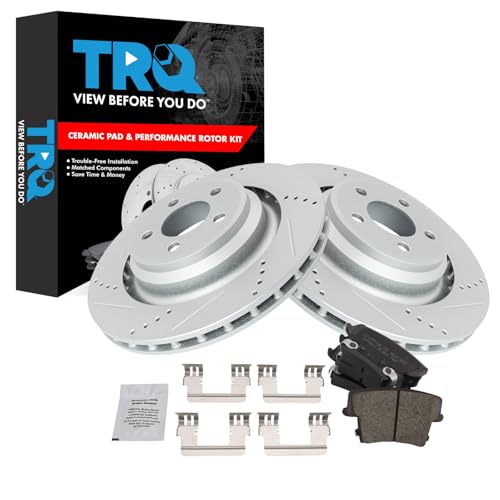 Image of TRQ Performance Rear Brake Pad and Rotor Set Ceramic G Coated Rotors