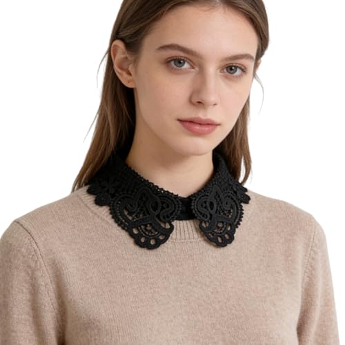 BEoneBEwin Fake Collar Detachable Dickey Collar Black Lace Blouse Half Shirt Peter Pan Collar for Women & Girls