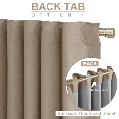 Image of Faux Linen Total Blackout Curtains for Bedroom 108 Inch Long Copper Brown