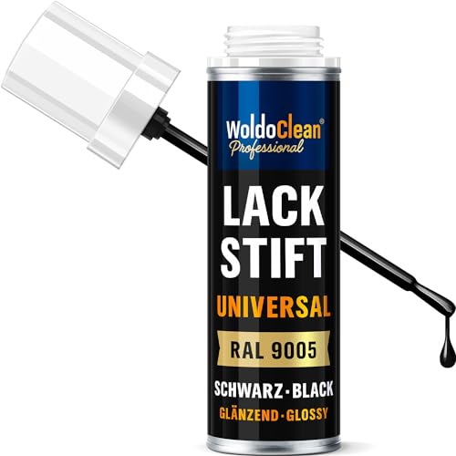 WoldoClean Lackstift Schwarz Glänzend 12ml - Auto Kratzer Entferner & Autolack für Steinschläge und kleine Reparaturen