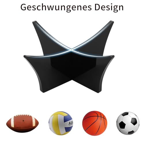 qxayxa 4 Stück Acryl Ballhalter, Ballständer Ballhalterung für American Football Fussball Basketball Volleyball Handball Bowling Acrylständer Ball Halter Ständer - Schwarz