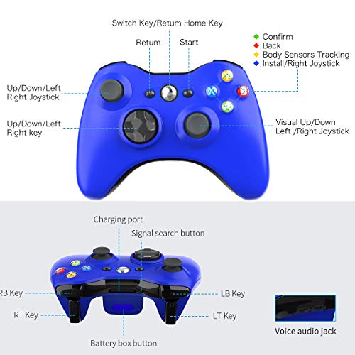 Wireless Controller for Xbox 360, YAEYE 2.4GHZ Gamepad Joystick Wireless Controller for Xbox 360 Console and PC Windows 7,8,10 (Blue) - Thumbnail 3