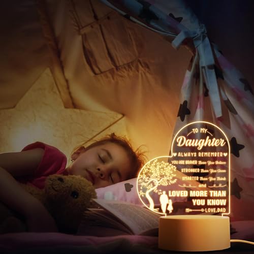 Daughter Gifts from Dad, Valentines Gifts for Daughter - Engraved Acrylic Night Light, Daughter Birthday Gifts, Daughter-in-Law Gifts