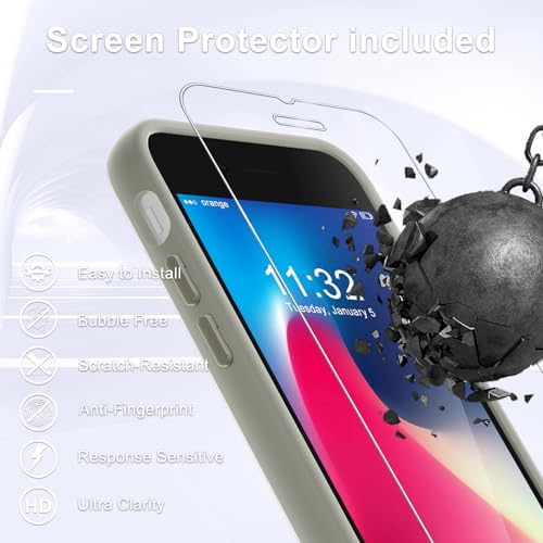 Image of for iPhone SE Case 2022(3rd) /2020(2nd), iPhone 8 /7 Case, Titanium Gray | Fit for Magsafe, Screen Protector Included, Matte Magnetic Slim Phone Cover, Shockproof Protection Translucent Frosted Back