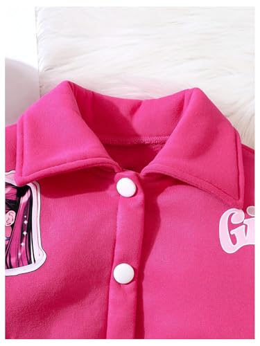 WDIRARA Girl's Color Block Graphic Bomber Jacket Button Down Varsity Jackets Long Sleeve Outerwear3
