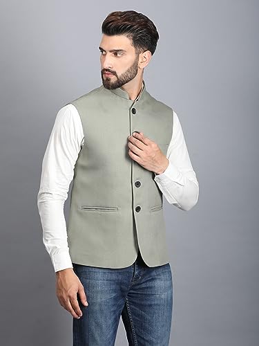 Image of Ethluxis Men's Designer Solid Nehru Jacket /Waist Coat /Bandhgala