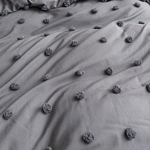 Jezivlo Tufted Duvet Cover Set Queen Size Grey Tufted Dot Bedding Set Chic Jacquard Chenille Dot Extra Soft Tufted Dot Bedding Set All Seasons Bedding Set (No Comforter) #TOP2