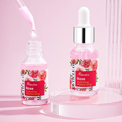 Asteration Cuticle Oil For Nails 0.53 Oz - Contains Jojoba Cutical Essence Vitamin E & B, Moisturizes And Strengthens Nails And Cuticles, Heals Dry Cracked Cuticles, Paraben Free, Rose Scent #TOP7