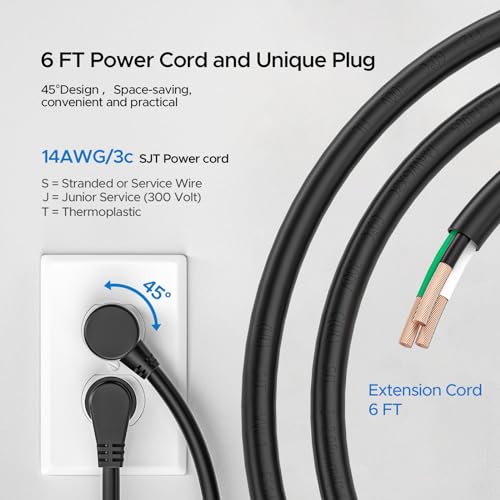 CRST Regleta de alimentación de 12 salidas, protección contra sobretensiones de 2100J, enchufe plano, barra de energía montable de metal con interruptor térmico de 15A, cable de extensión 14AWG de 6 pies para taller y garaje miniatura 5