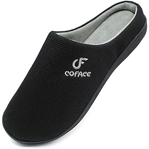 COFACE Men Slippers, Slippers for Men, Warm Memory Foam Slippers for Men, Two-Tone Mule Slippers Men Size 12 13 Black Cover