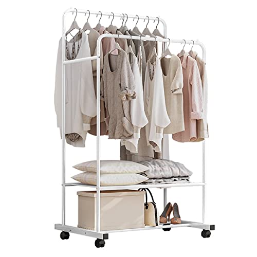 Porte-vêtement robuste sur roulettes en métal pour chambre et dressing