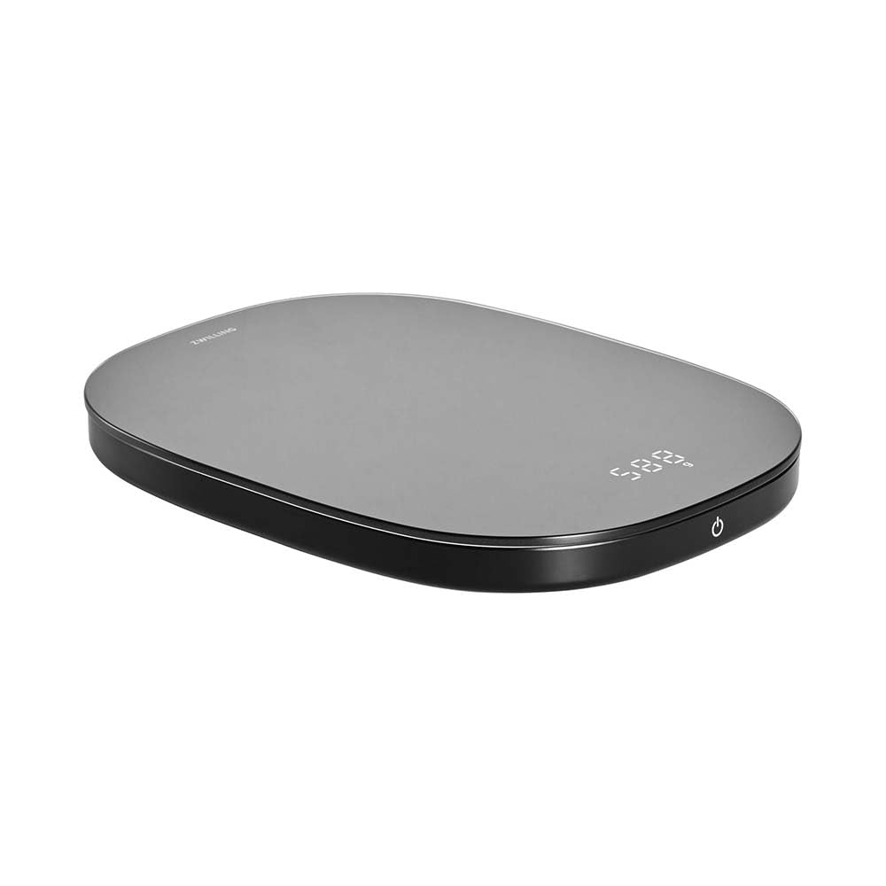 ZWILLING ENFINIGY Digitale Küchenwaage – USB-Aufladung, 10 kg, Tarafunktion, Glasoberfläche, Sensor-Touch-Bedienung, Schwarz
