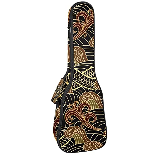 Housse ukulélé concert dragon oriental avec rembourrage premium 10mm