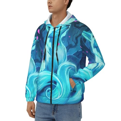 Sweat à capuche EdWal Magic Blue Fox imprimé original manches longues - 2