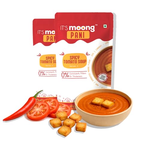 It’s Moong Pani Tomato Soup (Pack of 2) | Spicy Tomato Soup | All-Natural Instant Soup | Zero Cornstarch, No Fillers, No Preservatives | Easy to Digest | 50g Each