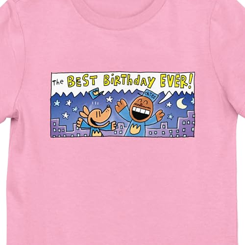 Dog Man The Best Birthday Ever! Comic Strip Youth Girl Pink Short Sleeve Tee2