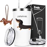 Livole Dackel Geschenke Tasse mit Spruch - Longdrink - Divertidos regalos para mujeres, hombres, amantes del perro salchicha, Navidad, llavero, taza de perro salchicha, 600 ml, taza térmica de café