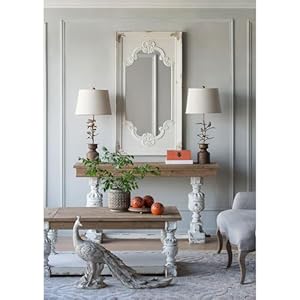 Gowe 29 x 54 distressed white mirror with solid wood frame french country floor mirror for living room bedroom entryway  urban country home decor