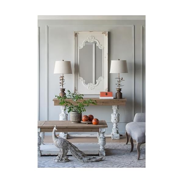 Gowe 29 x 54 distressed white mirror with solid wood frame french country floor mirror for living room bedroom entryway  urban country home decor