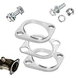 Hugwits 2 PCS Car Exhaust Flange Repair Kit, 2.5 Inches Exhaust Flange Connection Kit with Bolts, Stainless Steel Exhaust System Replacement Parts, Universal for Most Cars