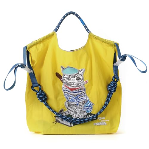 Image of Ball&Chain Nylon Tote - Personalized Birthday Gift for Women, Custom Crossbody Shoulder Style(YELLOW, Large)