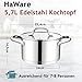 HaWare Kochtopf, 24cm Edeastahl Topf Induktion mit 3-Lagen Boden, Kochtöpfe Nudeltopf für alle Herdarten, 5,7L Suppentopf Fleischtopf mit Glasdeckel, Unbeschichtet & Ungiftig, Spülmaschinenfest