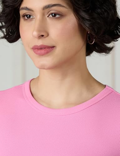 Image of Amazon Brand - Symbol Women's Slim Fit Cropped Rib T-Shirt (Round Neck | Half Sleeve | Pack of 2) (Available in Plus Size)