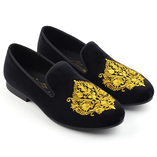 Men Dress Wedding Shoes Luxury Embroidery Velvet Tuxedo Loafers2