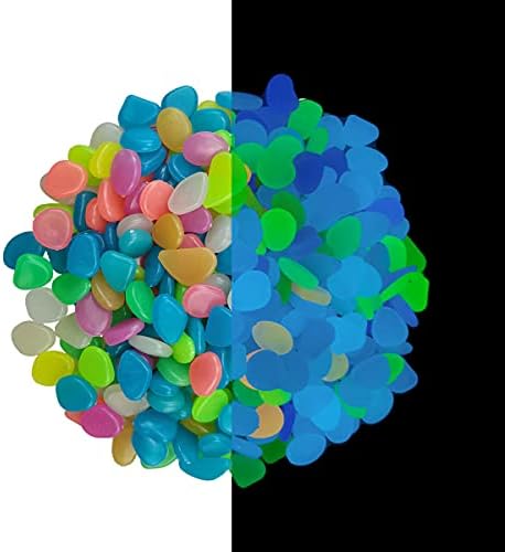NOVAVOJO Glow in The Dark Garden Rocks 100Pcs Pebbles for Crafts and Outside Decorations,Fish Tanks,Flower Pots,Aquarium,Garden Lawn Yard Multi Color