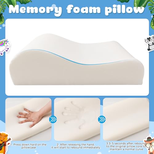 YAOZUP Schlummerkids Kissen, Calmly Kinderkissen 46x26cm, Kinderkopfkissen, Kinderkissen, Komfortkissen Kinder, Ergonomisches Kissen Kinder für weiche Träume (Löwe)