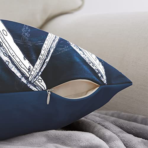Nautical Coastal Throw Pillow Covers Set of 2 Beach Starfish Coral Compass Decorative Pillow Case Ocean Sea Life Outdoor Accent Cushion Cover for Sofa Couch Bed Living Room, Navy Blue, 16" x 16" - Image 5