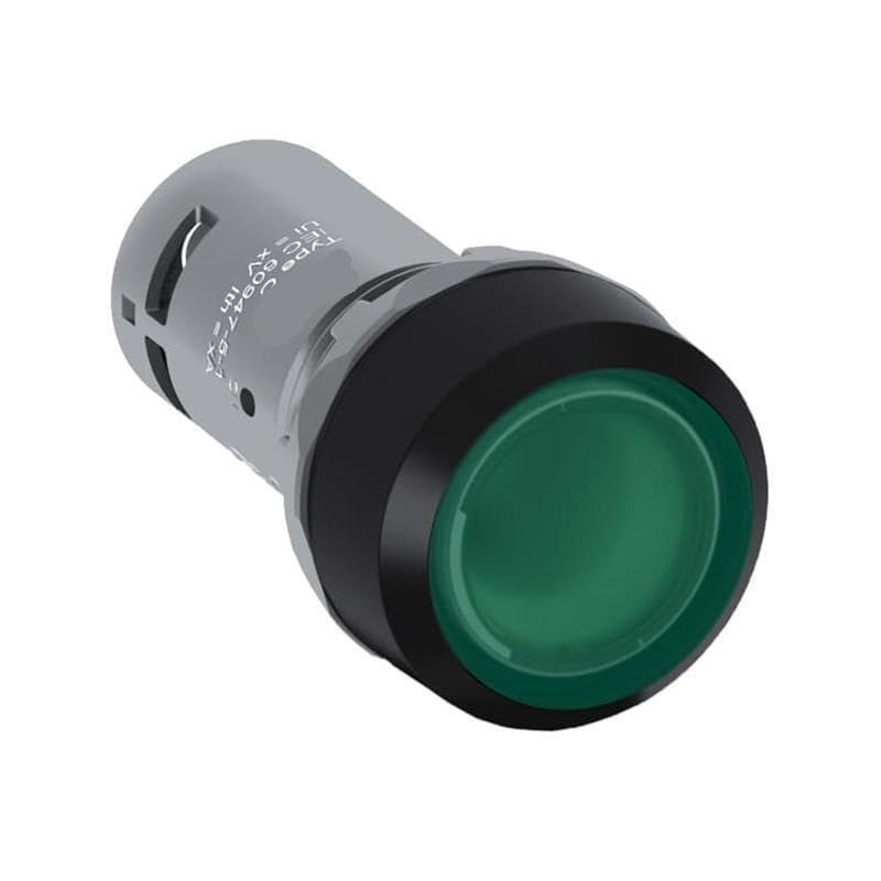 Bouton plat lumineux plastique vert CP2-12G-10 pour panneau 22mm