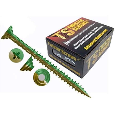 TwisterScrews- Tornillos para cubierta con electropolisela superior revestidos en bronceado/verde autoperforante/avellanamiento Cover