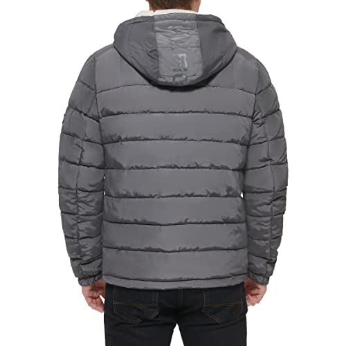 Image of Tommy Hilfiger Men's Midweight Sherpa Lined Hooded Water Resistant Puffer Jacket