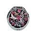 Mother of Pearl Butterfly Design Red Black Double Compact Cosmetic Makeup Personal Handbag Mirror, 3.2 Ounce