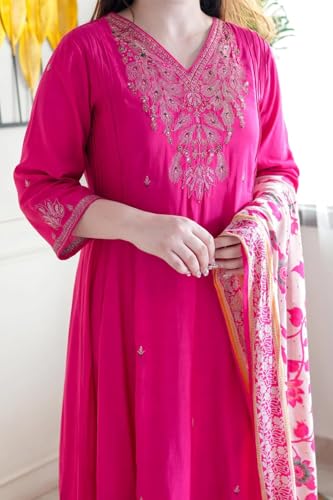 Image of KLOSIA Women Embroidery Kurta and Pant Set with Dupataa