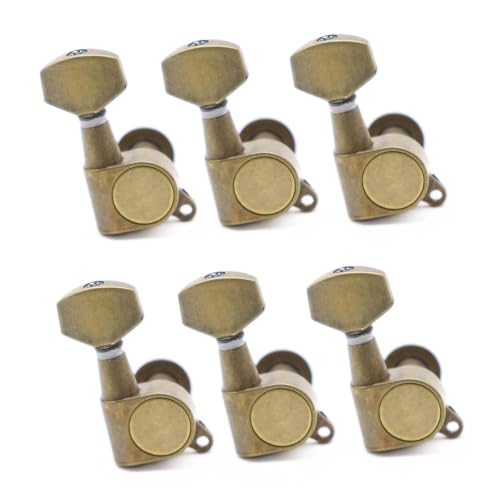 Guitar Part for 3L3R/6R/6L Electric Guitar Tuning Pegs Guitar Tuners Machine Small Square Handle Red Copper/Bronze(Color:6R Bronze)