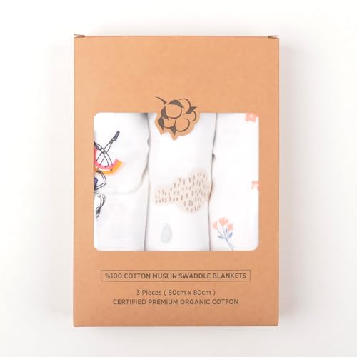 Image of Muslin Swaddle Blankets for Baby Girls - 3 Pack 100% Cotton Muslin Blanket Set - Soft Swaddling Blankets for Newborns - 31.5 inchx31.5 inch