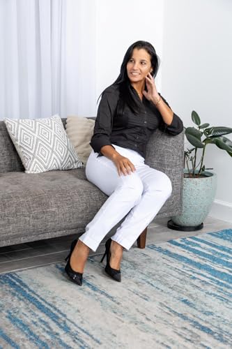 Zac & Rachel Women's Petite Millennium Fabric Pull-On Slim Leg Pant, Surf The Web, 8PS2