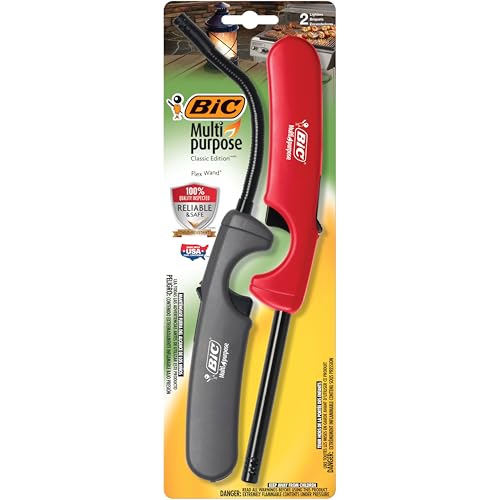 BIC Multi-Purpose Classic Edition Lighter & Flex Wand Lighter, 2-Pack (Colors May Vary)