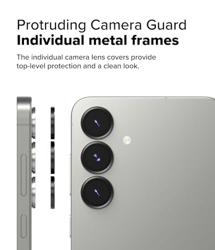 Image of Ringke Camera Lens Frame Glass Protector [2 Pack] Compatible with Samsung Galaxy S25 Anti-Fingerprint Tempered Glass Protection and Aluminum Frame - Black