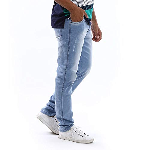 Calça Jeans Masculina Azul Claro Slim com Lycra Tamanho:48