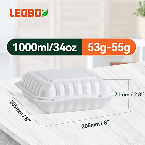 Leobox To Go Containers, 55 Pack Bpa Free 3 Compartment Food Container 34 Oz Clamshell Take Out Containers #TOP4