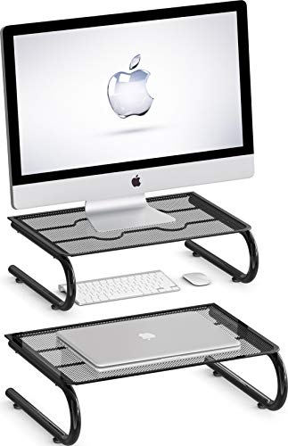 Image of Simple Houseware Mesh Monitor Stand Riser, Black, 2 Pack