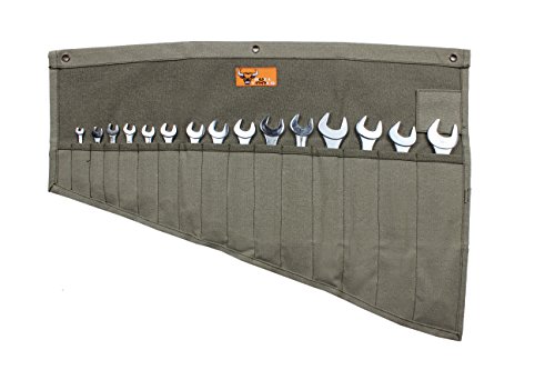 BULL TOOLS Werkzeugtasche mit 16 Fächern, metrisches und Standard-Werkzeugset, Organizer und aufrollbare Werkzeugtasche, handgefertigt… – Ansicht 1
