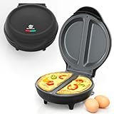 SUPERLEX Omelmaker 750W Rotondo Fornello Elettrico Con Doppio Riscaldamento E Rivestimento Antiaderente, Piastra per Cialde Controllo Automatico della Temperatura Per Omelette Uova Fritte Uovo Fritto