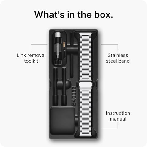 Image of Fullmosa 24mm Stainless Steel Watch Band, Quick Release Metal Replacement Strap with Removable Links, Includes Spring Bars & Link Removal Tool for Men Women (Silver) | 24mm Silver Metal Quick Release Bracelet for Men and Women